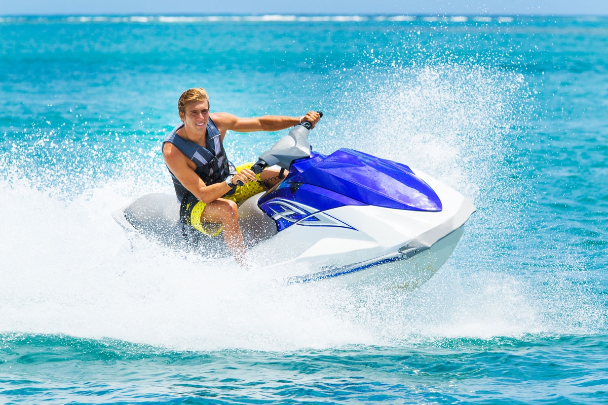 young man on jet ski